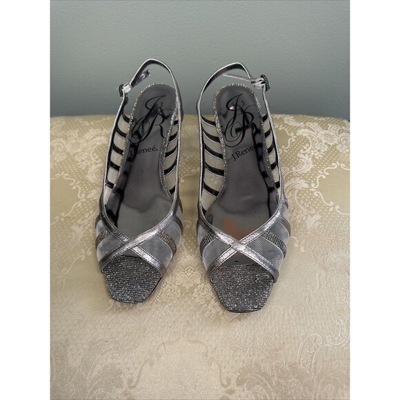 J Renee Rebekah Slingback Kitten Heels Size 8.5 Sparkly Embellished Formal Shoes - Picture 3 of 13